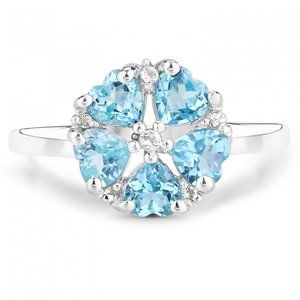 Blue Heart of topaz and silvery gold